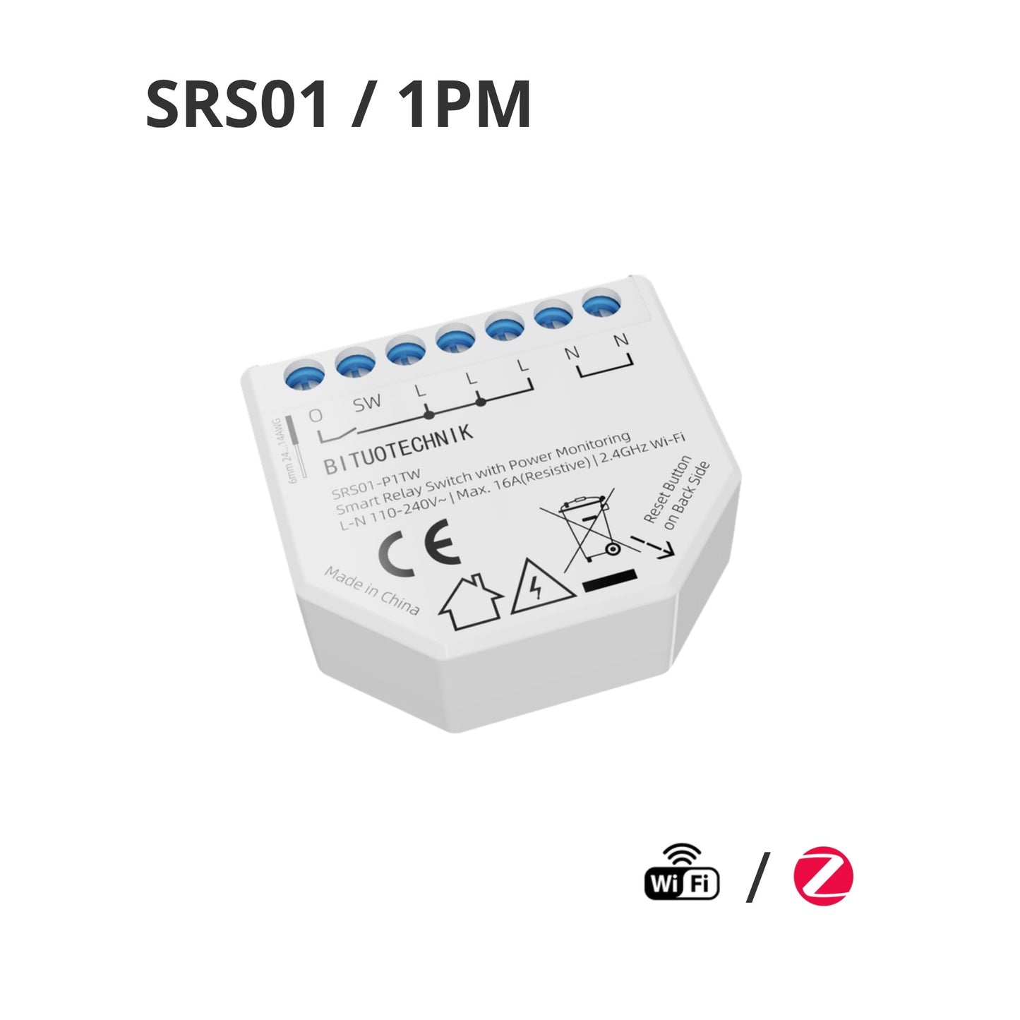 SRS/1PM Single-Channel Smart Relay Switch with Power Monitoring